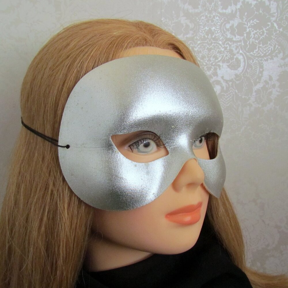 FESTIVAL MASK, SPACE AGE or VENETIAN to EMBELLISH, SILVER MOLDED MASQUERADE